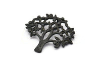 Black Tree Pendant, Oxidized Black Brass Tree Pendant With 1 Loop, Charms, Findings (33x36x1.2mm) BS 2436