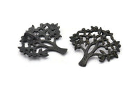 Black Tree Pendant, Oxidized Black Brass Tree Pendant With 1 Loop, Charms, Findings (33x36x1.2mm) BS 2436