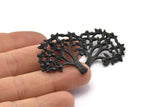 Black Tree Pendant, Oxidized Black Brass Tree Pendant With 1 Loop, Charms, Findings (33x36x1.2mm) BS 2436