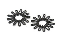 Black Sun Pendant, Oxidized Black Brass Sunny Pendant (39x2.2mm) BS 1988 H1348