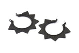 Black Sunny Pendant, 2 Oxidized Black Brass Sunny Ethnic Pendants With 2 Loops, Findings, Charms (39x45x1.5mm) BS 1945 H1349