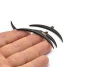 Black Crescent Pendant, 2 Textured Oxidized Black Brass Wide Crescent Moon Necklace Pendants, Charms (54x4.5x2.7mm) N0523