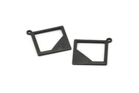 Black Brass Square Finding, 8 Oxidized Black Brass Square Pendant With 1 Loop, Charms, Earring Findings (27x17x17x0.7) BS 2192