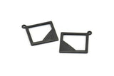 Black Brass Square Finding, 8 Oxidized Black Brass Square Pendant With 1 Loop, Charms, Earring Findings (27x17x17x0.7) BS 2192