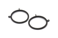 Okuma Gözlüğü Kolye Ucu, 2 Halkalı Oksitlenmiş Siyah Pirinç Çekiçli Cam Halka, Bulgular (36,5x2,5x2,5 mm) BS 1950 H1353