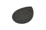 Black Drop Pendant, 4 Oxidized Black Brass Hammered Drop Pendant With 1 Hole, Findings (23x17x1mm) BS 2319