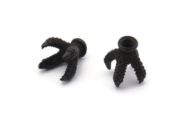 Ejderha Boncuk Pençesi, 8 mm Boncuklar İçin 4 Oksitlenmiş Siyah Pirinç Ejderha Pençesi Bağlantı Parçası (13x10 mm) N0252