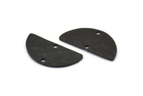 Yarım Daire Charm, 2 Delikli 6 Çekiçlenmiş Oksitlenmiş Siyah Pirinç Yarım Daire Charm, Kolye Uçları, Bulgular (21,5x11x1 mm) N0926
