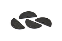 Yarım Daire Charm, 2 Delikli 6 Çekiçlenmiş Oksitlenmiş Siyah Pirinç Yarım Daire Charm, Kolye Uçları, Bulgular (21,5x11x1 mm) N0926