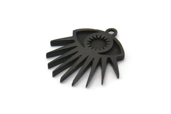 Black Eye Charm, 2 Oxidized Black Brass Eye Charms With 1 Loop, Pendants (24x22x2mm) N1459