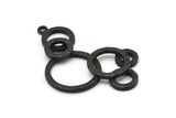 Black Charm, Oxidized Black Brass, Black Pendants, Charm Pendants, Oxidized Black Brass Round Charms With 1 Loop (44x27x2mm) N1467