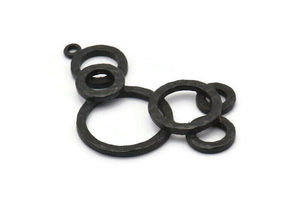 Black Charm, Oxidized Black Brass, Black Pendants, Charm Pendants, Oxidized Black Brass Round Charms With 1 Loop (44x27x2mm) N1467