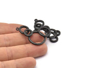 Black Charm, Oxidized Black Brass, Black Pendants, Charm Pendants, Oxidized Black Brass Round Charms With 1 Loop (44x27x2mm) N1467