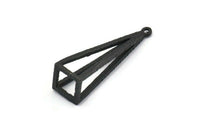 Black Triangle Prism, 2 Oxidized Black Brass Triangle Prism Pendants With 1 Loop (37x10mm) BS 1980