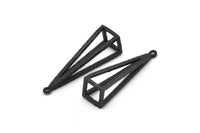 Black Triangle Prism, 2 Oxidized Black Brass Triangle Prism Pendants With 1 Loop (37x10mm) BS 1980