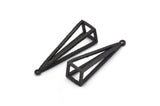 Black Triangle Prism, 2 Oxidized Black Brass Triangle Prism Pendants With 1 Loop (37x10mm) BS 1980