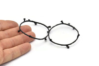 Daire Geometrik Kolye, 2 Dokulu Oksitlenmiş Siyah Pirinç Daire Geometrik Kolye, 1 Halka, Küpeler, Bulgular (52x1,9 mm) BS 1954 H1680