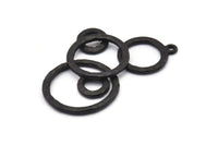 Black Charm, Oxidized Black Brass, Black Pendants, Charm Pendants, Oxidized Black Brass Round Charms With 1 Loop (49x31x2mm) N1468