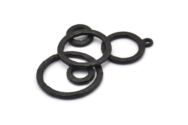 Black Charm, Oxidized Black Brass, Black Pendants, Charm Pendants, Oxidized Black Brass Round Charms With 1 Loop (49x31x2mm) N1468