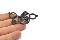 Black Charm, Oxidized Black Brass, Black Pendants, Charm Pendants, Oxidized Black Brass Round Charms With 1 Loop (49x31x2mm) N1468