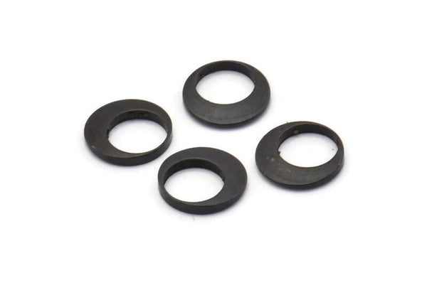 Black Circle Connector, 10 Oxidized Black Brass Round Connectors (10x1.5mm) BS 2008