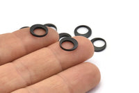 Black Circle Connector, 10 Oxidized Black Brass Round Connectors (10x1.5mm) BS 2008