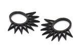 Black Sun Pendant, 2 Oxidized Black Brass Textured Sunny Pendants, Earrings, Findings (30x33mm) BS 2435 H1312