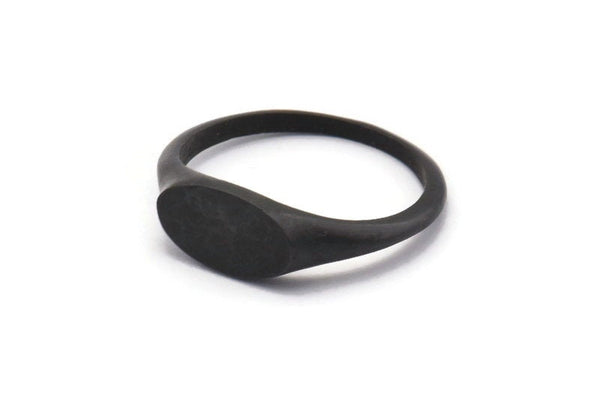 Black Oval Ring, 4 Oxidized Black Brass Ring Oval Settings (18mm) E267 H1329