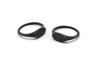 Black Oval Ring, 4 Oxidized Black Brass Ring Oval Settings (18mm) E267 H1329