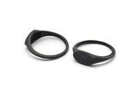 Black Oval Ring, 4 Oxidized Black Brass Ring Oval Settings (18mm) E267 H1329