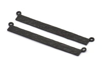 Siyah Dikdörtgen Kolye, 2 Halkalı 4 Oksitlenmiş Siyah Pirinç Çekiçlenmiş Dikdörtgen Kolye, Kolye Parçaları (53x5x0,80 mm) BS 2308