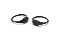 Black Oval Ring, 4 Oxidized Black Brass Ring Oval Settings (18mm) E265 H1328