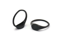Black Oval Ring, 4 Oxidized Black Brass Ring Oval Settings (18mm) E265 H1328