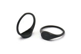 Black Oval Ring, 4 Oxidized Black Brass Ring Oval Settings (18mm) E265 H1328
