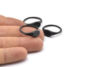 Black Oval Ring, 4 Oxidized Black Brass Ring Oval Settings (18mm) E265 H1328