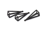 Siyah Üçgen Prizma, 1 Halkalı 2 Oksitlenmiş Siyah Pirinç Üçgen Prizma Kolye (32x10mm) BS 1984