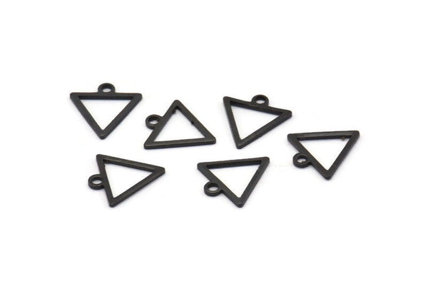 Black Triangle Charm, 24 Oxidized Black Brass Triangle Charms With 1 Loop (12x11.5x0.8mm) BS 2259
