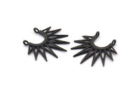 Siyah Sunny Kolye, 2 Halka, Bulgular, Tılsımlar ile 4 Oksitlenmiş Siyah Pirinç Sunny Etnik Kolye (24x27x1,6 mm) BS 2048