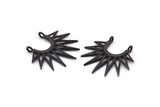 Siyah Sunny Kolye, 2 Halka, Bulgular, Tılsımlar ile 4 Oksitlenmiş Siyah Pirinç Sunny Etnik Kolye (24x27x1,6 mm) BS 2048