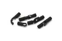 Leather Hook Caps, 4 Oxidized Black Brass Leather Cord Ends for 2mm Leather Cords, Hook Ends (15x12x4mm) N0307