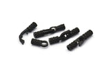 Leather Hook Caps, 4 Oxidized Black Brass Leather Cord Ends for 2mm Leather Cords, Hook Ends (15x12x4mm) N0307