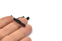 Leather Hook Caps, 4 Oxidized Black Brass Leather Cord Ends for 2mm Leather Cords, Hook Ends (15x12x4mm) N0307