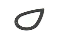 Black Drop Charm, 4 Oxidized Black Brass Drop Charms With 4 Holes, Findings (40x27x0.8mm) BS 2285