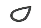 Black Drop Charm, 4 Oxidized Black Brass Drop Charms With 4 Holes, Findings (40x27x0.8mm) BS 2285