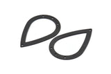 Black Drop Charm, 4 Oxidized Black Brass Drop Charms With 4 Holes, Findings (40x27x0.8mm) BS 2285