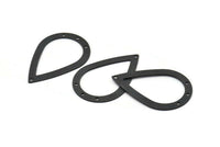 Black Drop Charm, 4 Oxidized Black Brass Drop Charms With 4 Holes, Findings (40x27x0.8mm) BS 2285
