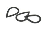 Black Drop Charm, 4 Oxidized Black Brass Drop Charms With 4 Holes, Findings (40x27x0.8mm) BS 2285