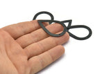 Black Drop Charm, 4 Oxidized Black Brass Drop Charms With 4 Holes, Findings (40x27x0.8mm) BS 2285