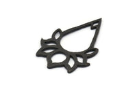 Siyah Lotus Charm, 2 Dokulu Oksitlenmiş Siyah Pirinç Lotus Çiçeği Kolye, Küpe, Charm (35x24 mm) BS 2431