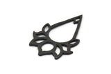 Siyah Lotus Charm, 2 Dokulu Oksitlenmiş Siyah Pirinç Lotus Çiçeği Kolye, Küpe, Charm (35x24 mm) BS 2431